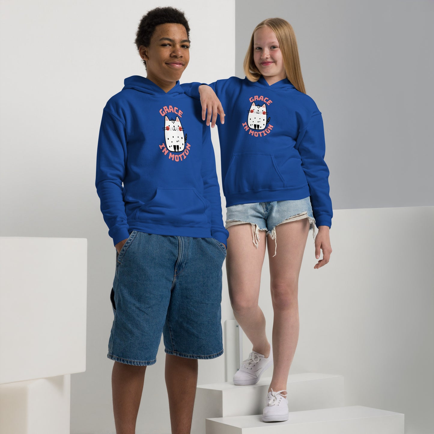 Youth Hoodie Grace in Motion Cat