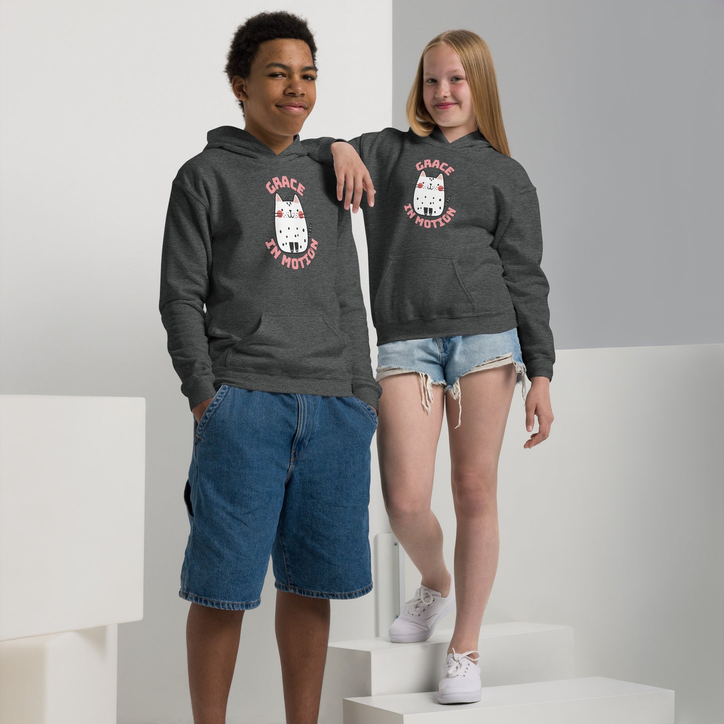 Youth Hoodie Grace in Motion Cat